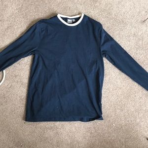navy blue asos long sleeve shirt